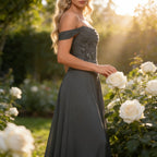 Elegantes Multiway Maxikleid Dunkelgrün Rückenfrei V Ausschnitt Festliches Abendkleid