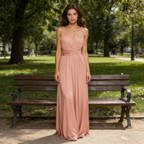 Elegantes Multiway Maxikleid Rosa Rückenfrei Abendkleid mit Elastischer Taille