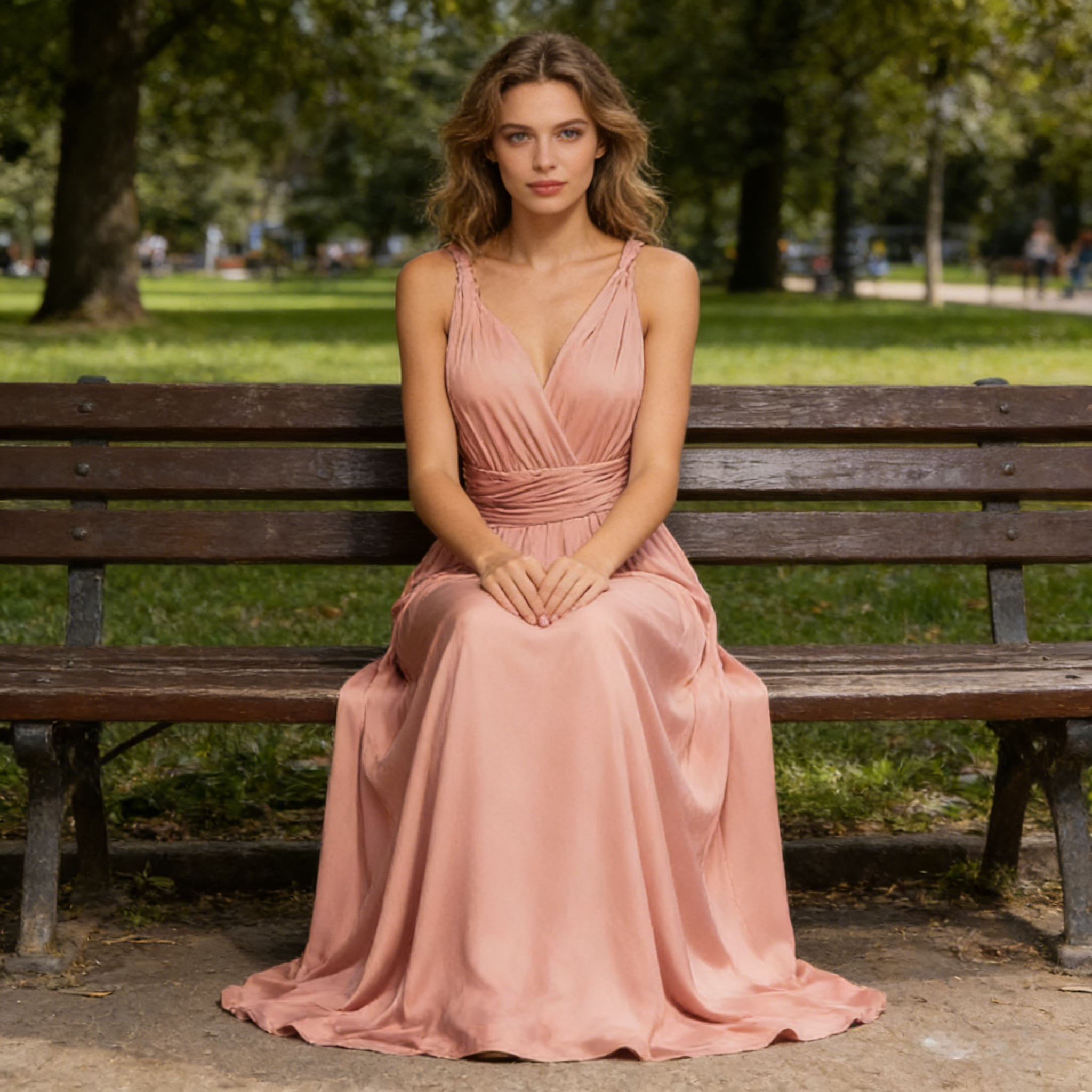 Elegantes Multiway Maxikleid Rosa Rückenfrei Abendkleid mit Elastischer Taille