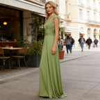 Elegantes Multiway Maxikleid Hellgrün V Ausschnitt Rückenfrei Festliches Abendkleid