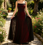 Elegantes Meerjungfrau-Maxikleid in Blau – Figurbetontes Abendkleid mit Spaghetti-Trägern und Beinschlitz