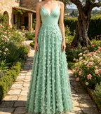 Maxikleid in Grün – Ärmelloses A-Linien  Spaghetti-Trägern