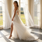 Luxuriöses Chiffon-Kleid mit Spitzen-Oberteil – Edles Maxikleid für exklusive Events
