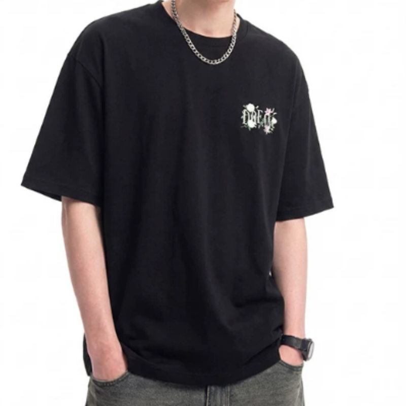 Herren Kurzarm-T-Shirt mit Retro-Buchstaben-Stickerei, ideal für Frühling und Sommer