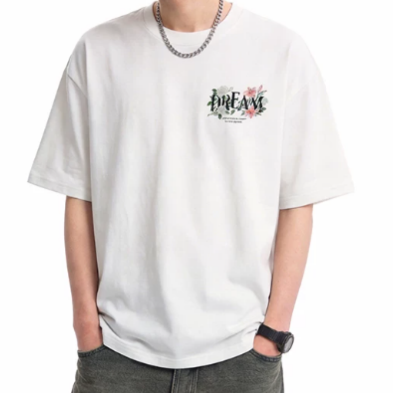 Herren Kurzarm-T-Shirt mit Retro-Buchstaben-Stickerei, ideal für Frühling und Sommer