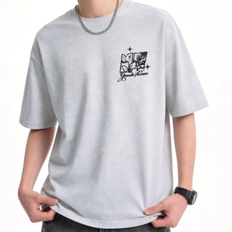 Herren T-Shirt Baumwolle Buchstaben Bestickt Kurzarm Frühling Sommer Einfach Trendig Lockere Passform Große Größen Oberteil