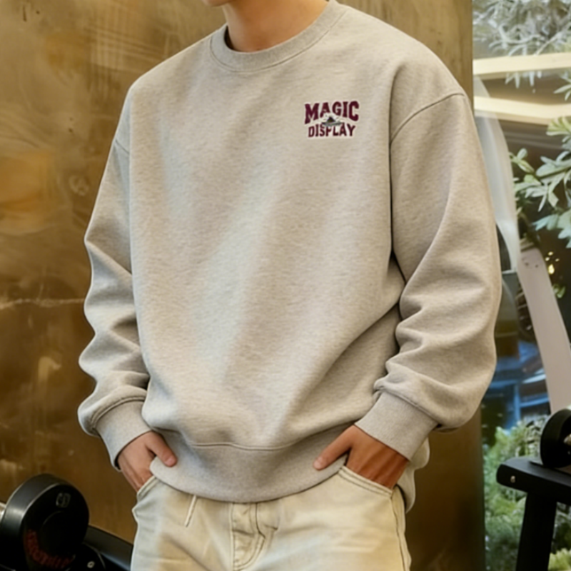 Herren Sweatshirt mit Buchstaben-Print – Casual Rundhals Pullover, Oversized Langarm-Oberteil für Männer, Stylischer Crewneck-Sweater im Streetwear-Look