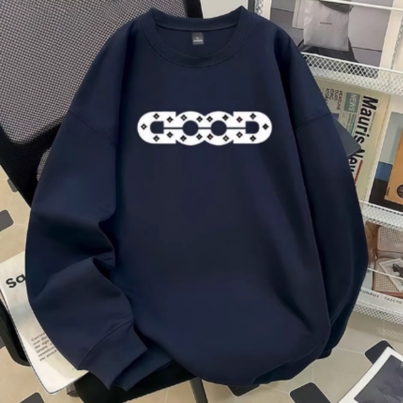 Oversized Sweatshirt mit Buchstaben-Print – Cooles Rundhals-Oberteil für Jungen & Mädchen, Lässiger Crewneck-Pulli für Frühling & Herbst, Baggy Style