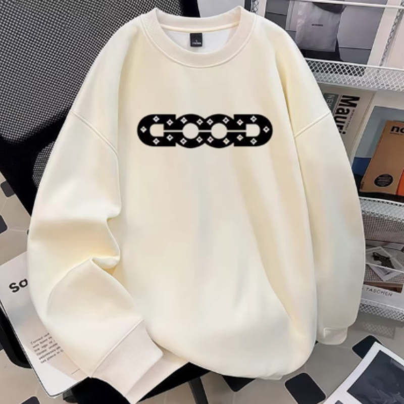 Oversized Sweatshirt mit Buchstaben-Print – Cooles Rundhals-Oberteil für Jungen & Mädchen, Lässiger Crewneck-Pulli für Frühling & Herbst, Baggy Style