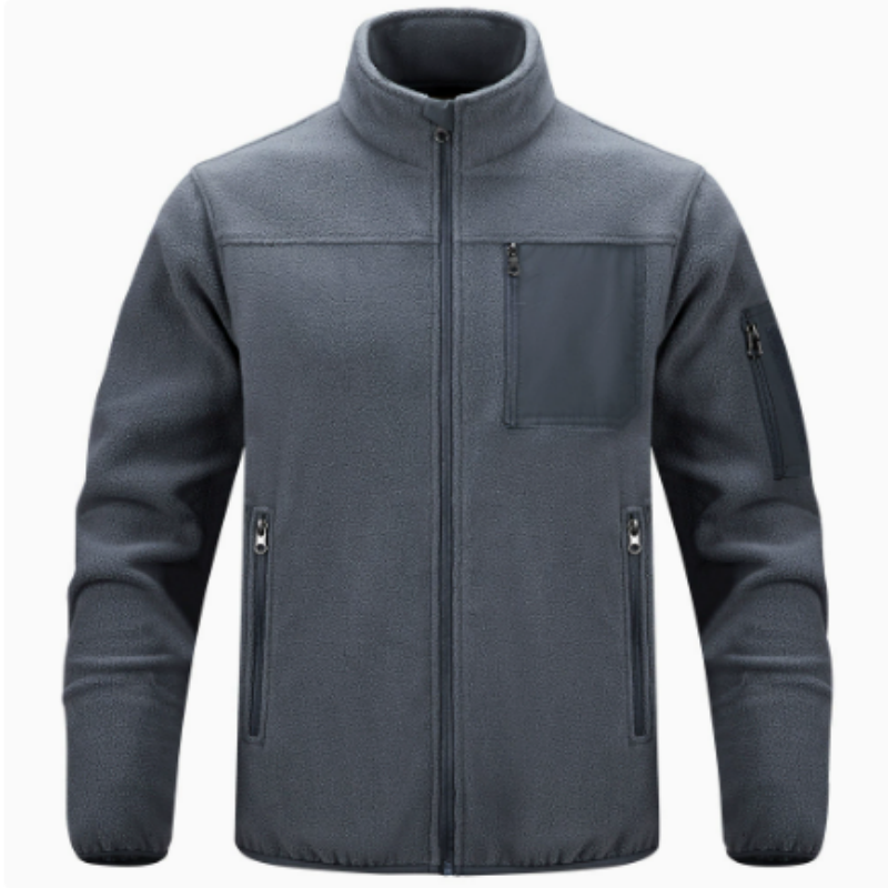 Herren Fleecejacke mit Stehkragen – Funktionale Outdoorjacke für Männer, Vielseitig mit Multi-Taschen