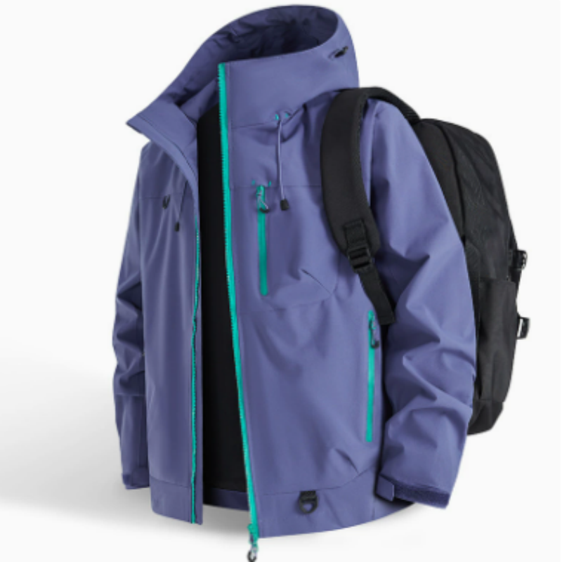 Herren Winterjacke für Outdoor & Wandern – Gefütterte Windjacke mit Kapuze – Robuste Cargo-Funktionsjacke für Sport