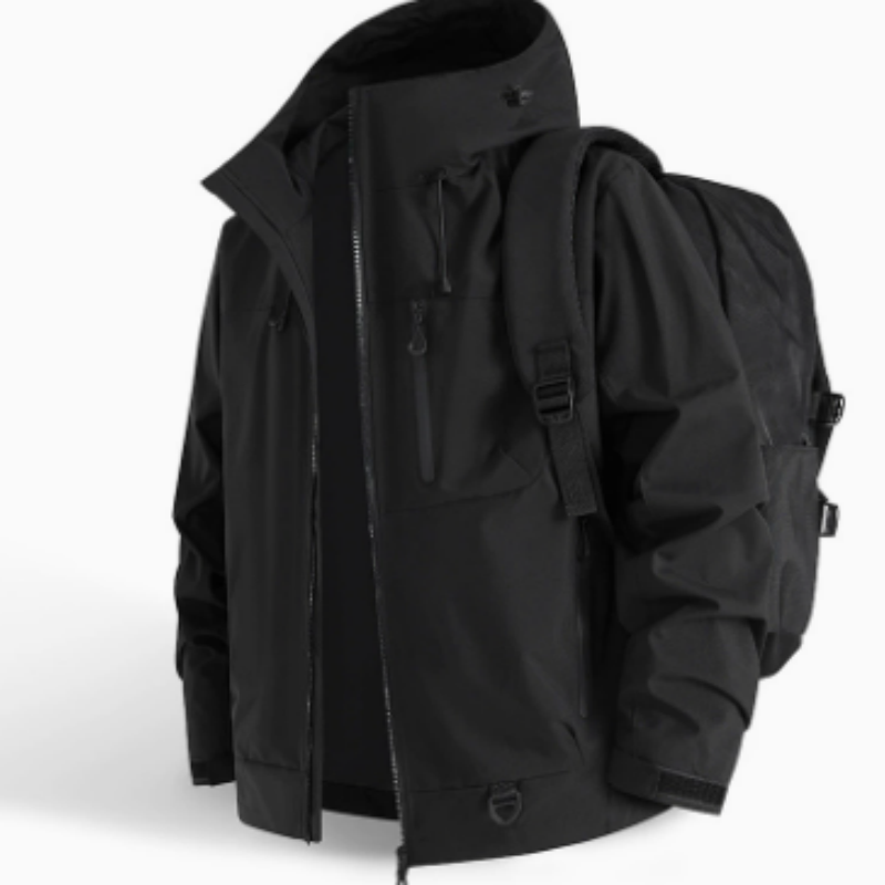 Herren Winterjacke für Outdoor & Wandern – Gefütterte Windjacke mit Kapuze – Robuste Cargo-Funktionsjacke für Sport