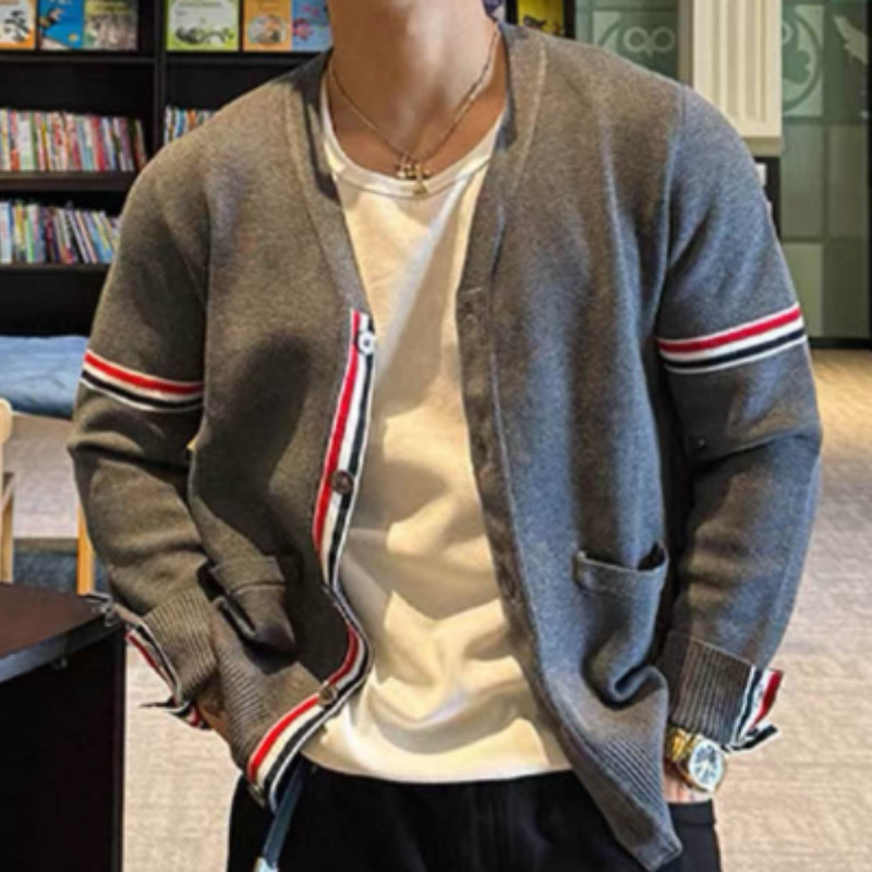 Herren Cardigan aus Baumwolle - Oversized V-Ausschnitt Strickjacke - Lässiger Basic-Strickpullover für den Alltag