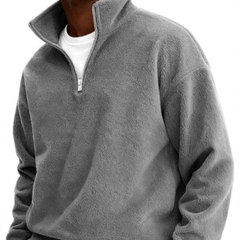 Herren Kaschmir-Strickpullover mit Reißverschluss – Troyer-Stil Camel