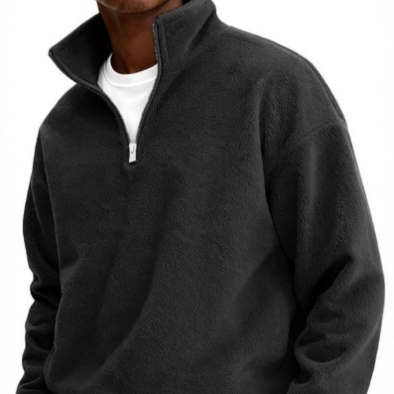 Herren Kaschmir-Strickpullover mit Reißverschluss – Troyer-Stil Camel