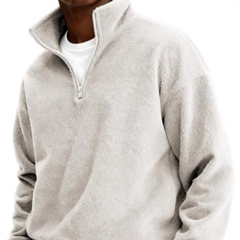 Herren Kaschmir-Strickpullover mit Reißverschluss – Troyer-Stil Camel