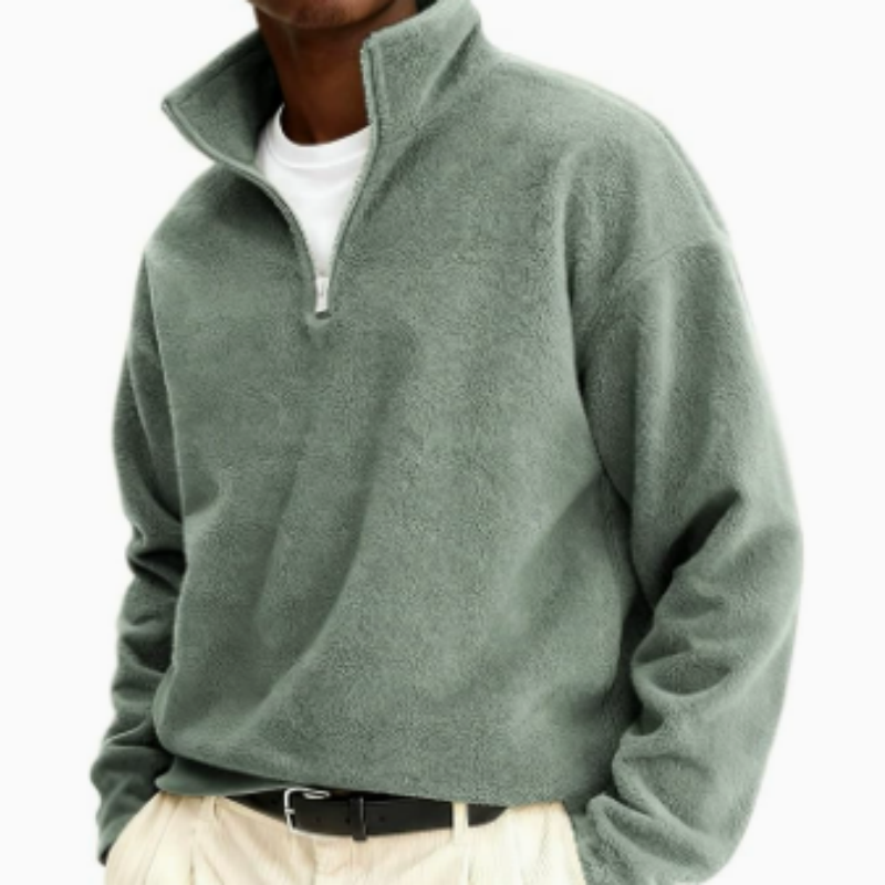 Herren Kaschmir-Strickpullover mit Reißverschluss – Troyer-Stil Camel