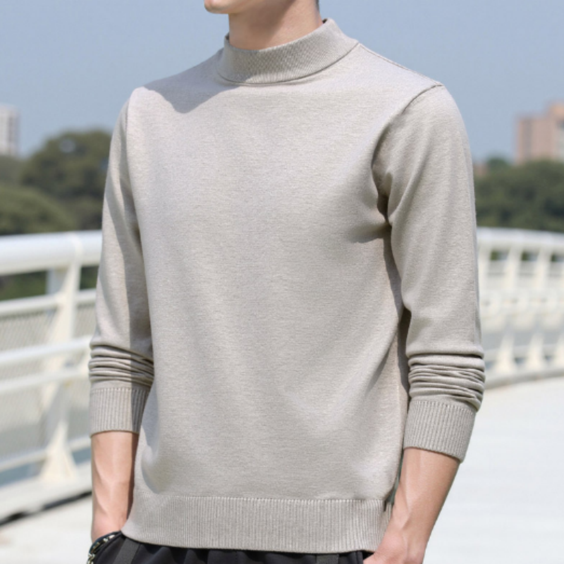 Herren Strickpullover mit Halber Rollkragen – Minimalistischer Mock-Neck Sweater, Casual Feinstrick für Herren
