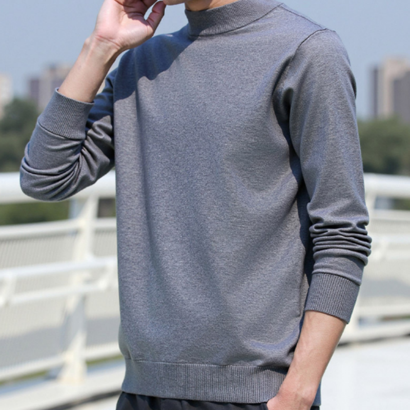 Herren Strickpullover mit Halber Rollkragen – Minimalistischer Mock-Neck Sweater, Casual Feinstrick für Herren