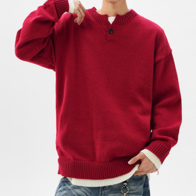 Herren Strickpullover mit V-Ausschnitt – Minimalistischer Feinstrick-Pulli, Klassisches Basic-Oberteil für Layering