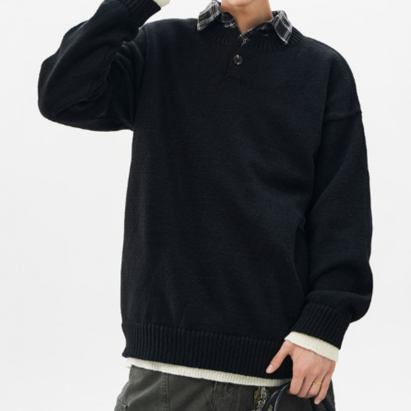 Herren Strickpullover mit V-Ausschnitt – Minimalistischer Feinstrick-Pulli, Klassisches Basic-Oberteil für Layering