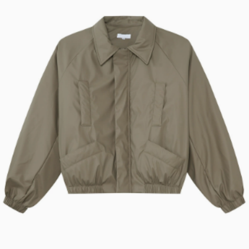 Herren Kunstleder-Steppjacke mit Umlegekragen – Minimalistische wattierte Lederjacke