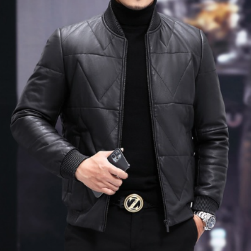 Herren Winter-Lederjacke – Kurz geschnittene & warm gefütterte Bikerjacke