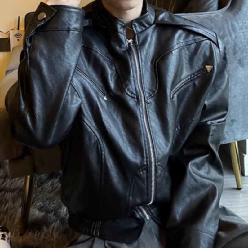 Kurze Herren Lederjacke im Flieger-Stil – Klassische Bikerjacke & Bomber-Blouson – Robuste Übergangsjacke für Männer