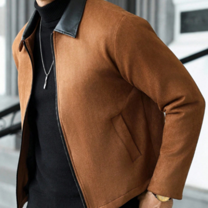 Herren Vintage Lederjacke mit Kapuze – Lässige Retro-Kapuzenjacke mit Reißverschluss – Coole Übergangsjacke im Used-Look