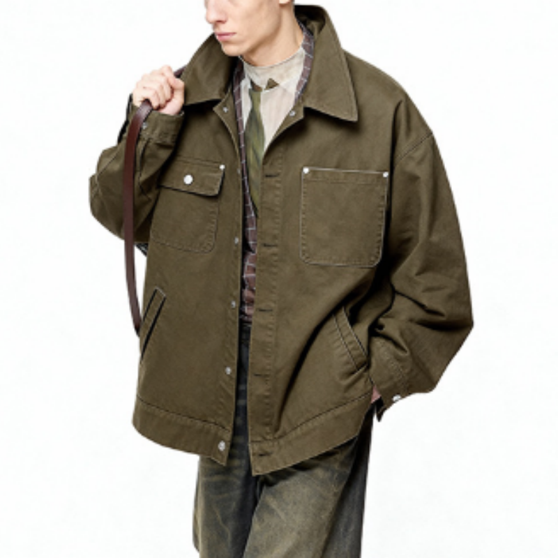 Herren Shacket aus robustem Twill – Casual Cargo Überhemd & Workwear Jacke