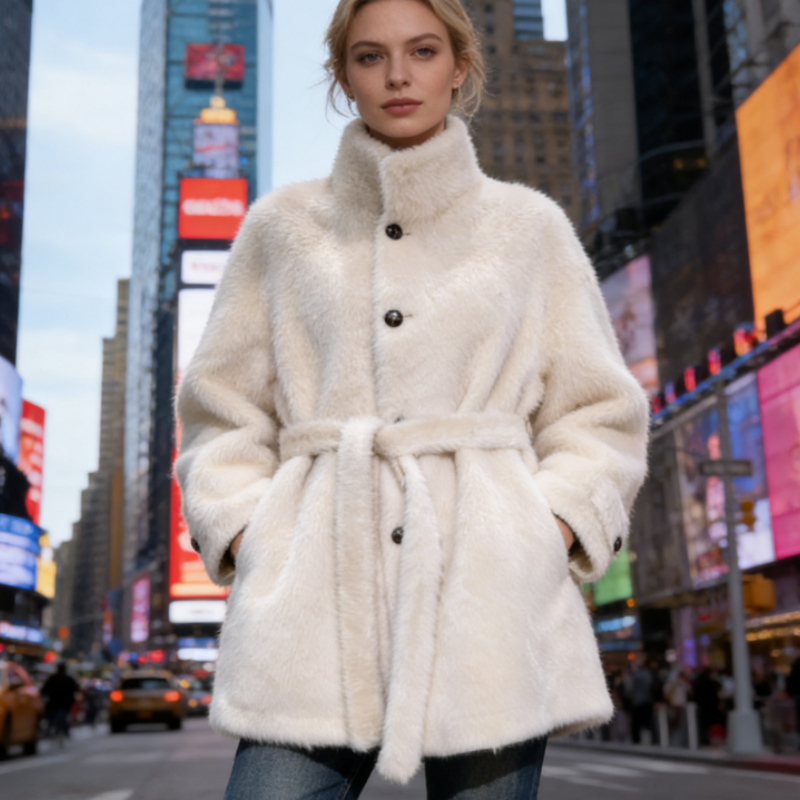 Eleganter Stehkragen-Wollmantel - Vollwolle Doubleface - Mittellange Form