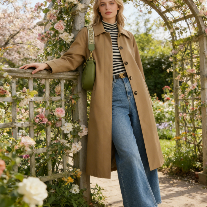 Oversize Trenchcoat mit Raglanärmeln - Lässiger Übergangsmantel - Mittellang