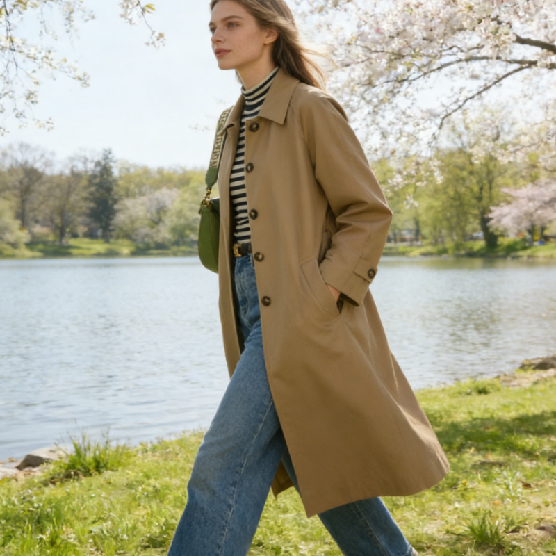 Oversize Trenchcoat mit Raglanärmeln - Lässiger Übergangsmantel - Mittellang