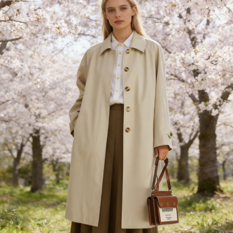 Oversize Trenchcoat mit Raglanärmeln - Lässiger Übergangsmantel - Mittellang