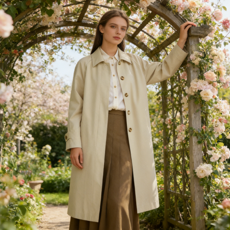 Oversize Trenchcoat mit Raglanärmeln - Lässiger Übergangsmantel - Mittellang