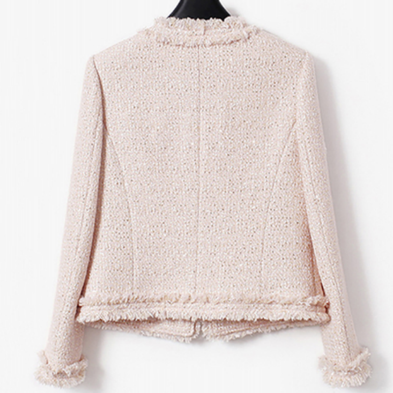 Rosa Tweed Jacke Damen mit Stehkragen – Elegante Kurzjacke im Old Money Look – Übergangsjacke Frühling 2026