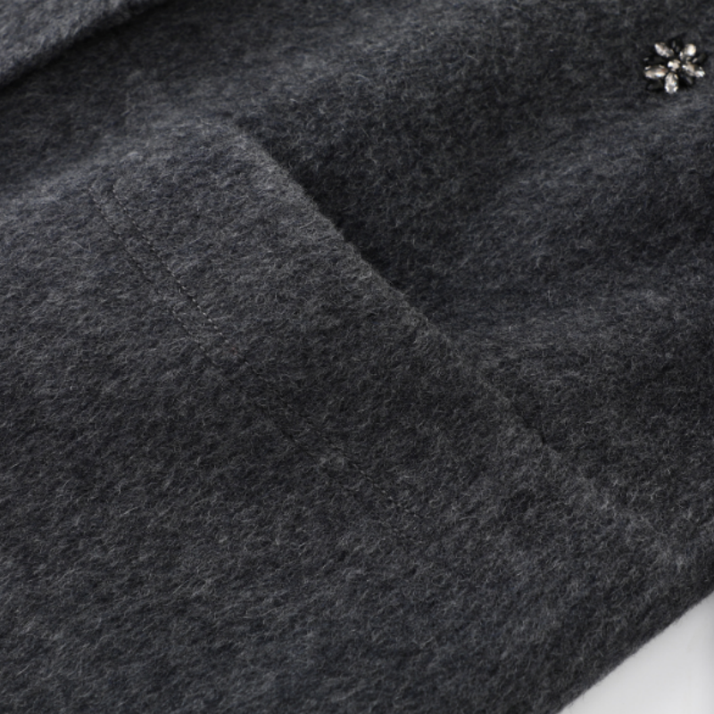 Graue Doubleface Tweed Jacke – Elegante Kurzjacke Meliert – Hochwertige Übergangsmode Damen – Frühling