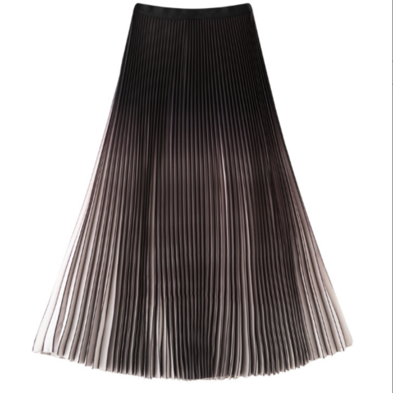 Moderner Plissee-Midirock mit Grau-Verlauf | Fließender Fall & Knitterfrei | Hohe Taille & A-Linie