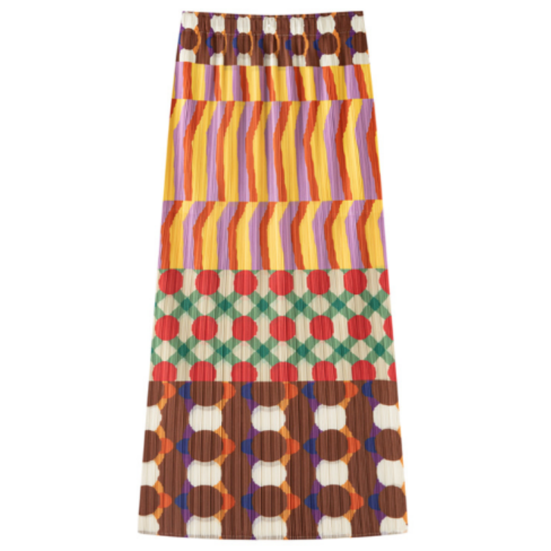 Moderner Plissee-Midirock mit Geometrie-Print | Fließender Fall & Knitterfrei | Hohe Taille & A-Linie