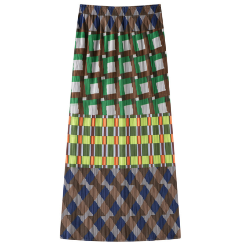 Moderner Plissee-Midirock mit Geometrie-Print | Fließender Fall & Knitterfrei | Hohe Taille & A-Linie