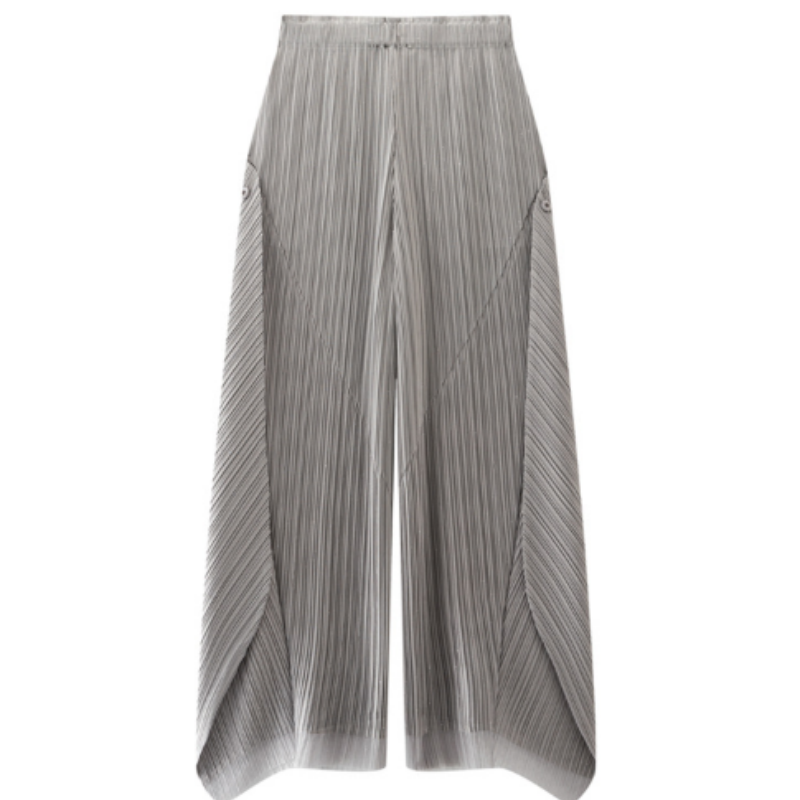 Elegante Plissee-Palazzohose mit Beinschlitz | Fließender Fall & Knitterfrei | Einfarbig & Edel