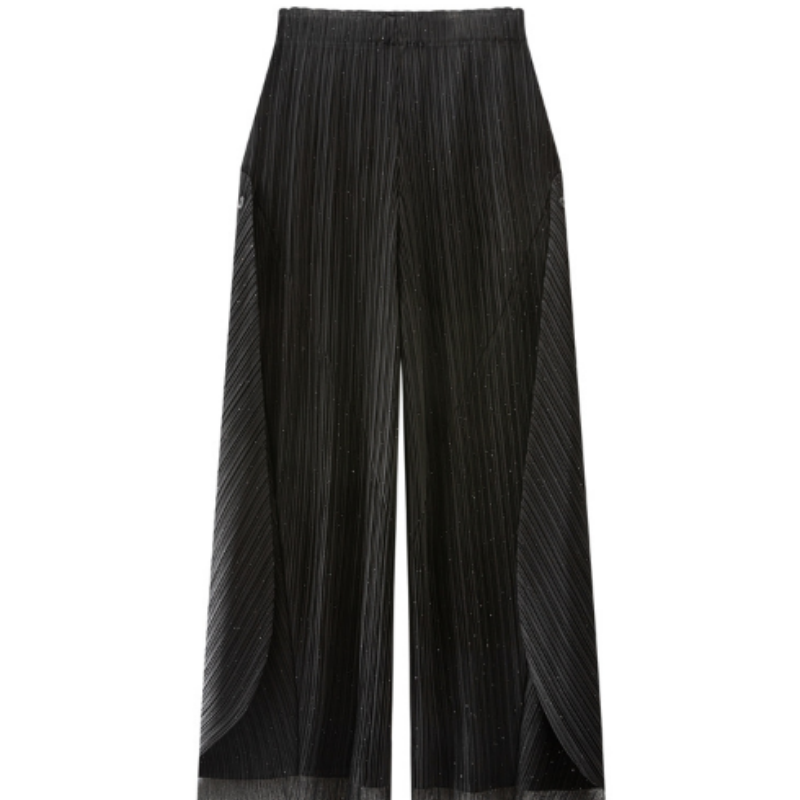 Elegante Plissee-Palazzohose mit Beinschlitz | Fließender Fall & Knitterfrei | Einfarbig & Edel