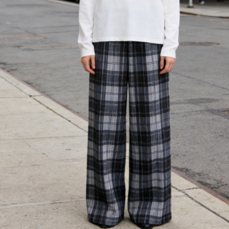 Eleganter Plissee-Rockhose mit Karo-Muster | Gerader Fall & Knitterfrei | Zeitloser Business-Look