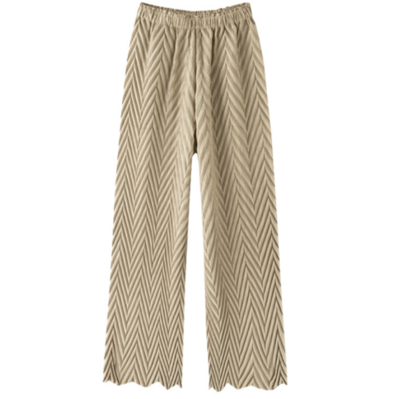 Elegante Plissee-Hose in Mocca-Braun | Wellenstruktur & Fließender Fall | Moderne 7/8-Länge