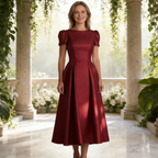 Exquisites Midi-Abendkleid mit Seidenglanz – Elegantes Etuikleid für Besondere Anlässe & Festliche Empfänge