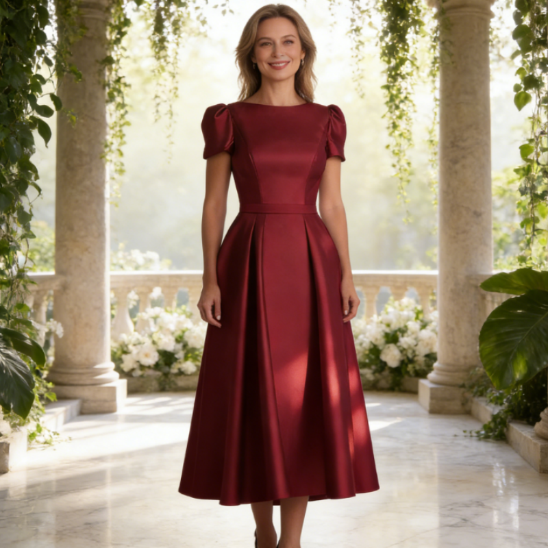 Exquisites Midi-Abendkleid mit Seidenglanz – Elegantes Etuikleid für Besondere Anlässe & Festliche Empfänge