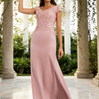 Elegantes Bodenlanges Abendkleid mit Spitze – Figurbetontes Etuikleid mit Raffungen für Besondere Anlässe