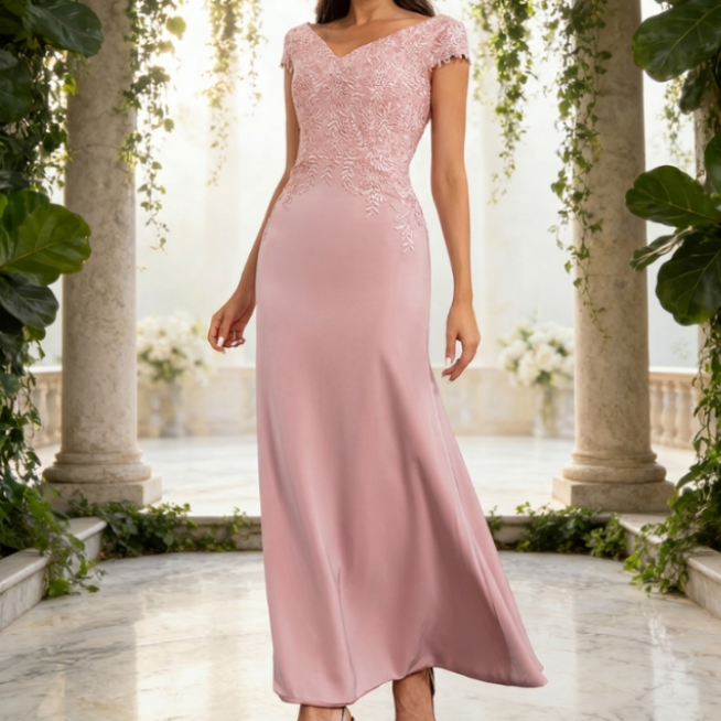 Elegantes Bodenlanges Abendkleid mit Spitze – Figurbetontes Etuikleid mit Raffungen für Besondere Anlässe