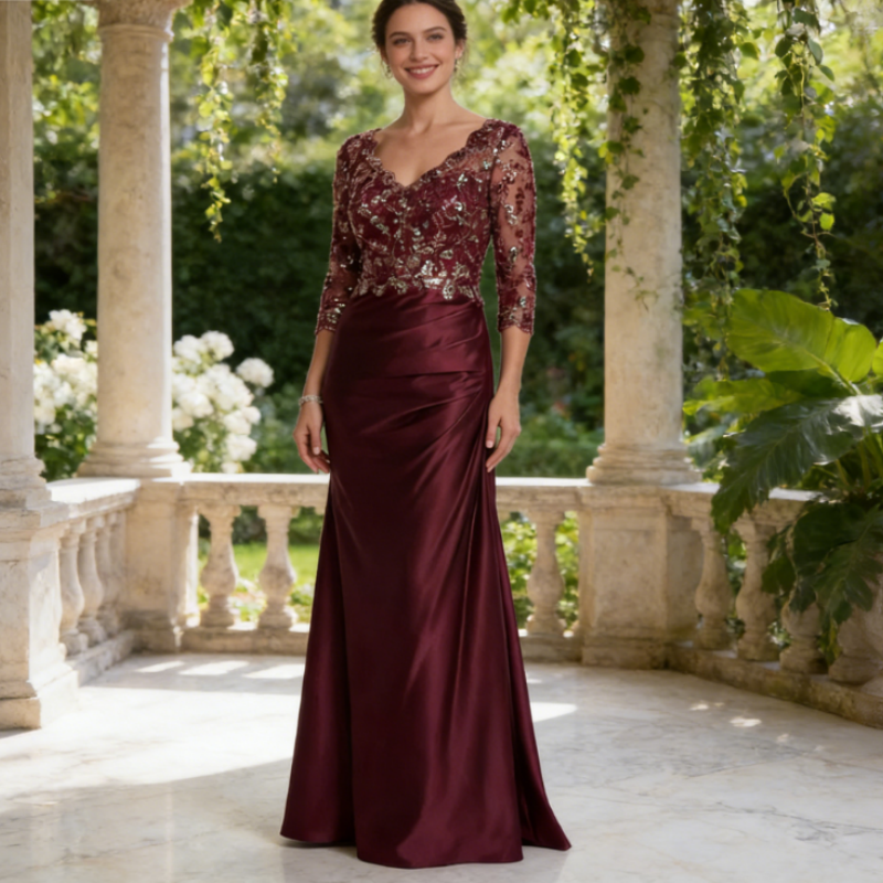 Elegantes Abendkleid mit Cape-Ärmeln – Salbeigrün, Figurbetont & Bodenlang