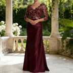 Elegantes Abendkleid mit Cape-Ärmeln – Salbeigrün, Figurbetont & Bodenlang
